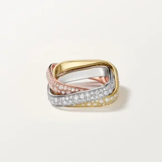 Anello Trinity Cushion, modello classico, pavé
