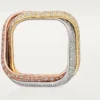 Anello Trinity, forma a cuscino, modello grande, pavé