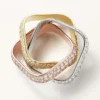 Anello Trinity, forma a cuscino, modello grande, pavé