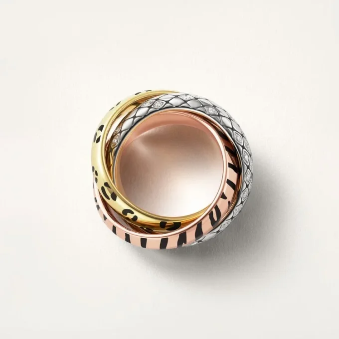 Anello Trinity, laccato, semi-pavé
