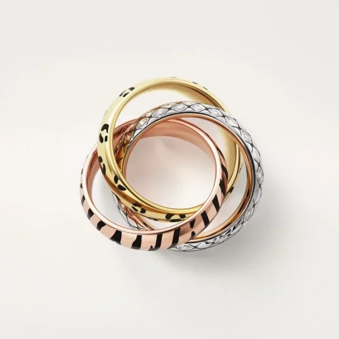 Anello Trinity, laccato, semi-pavé