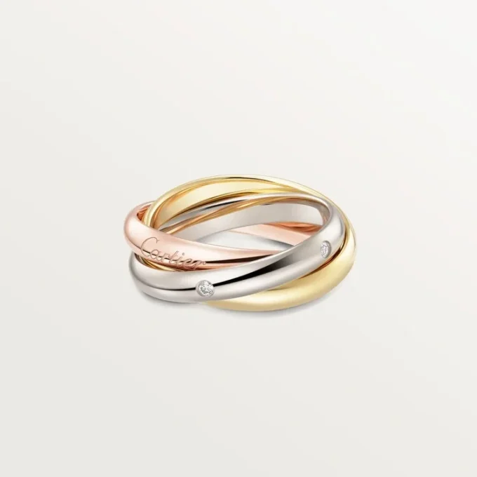 Anello Trinity, modello classico, 5 diamanti