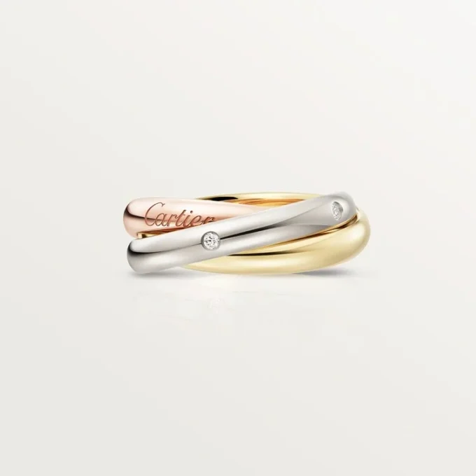 Anello Trinity, modello classico, 5 diamanti