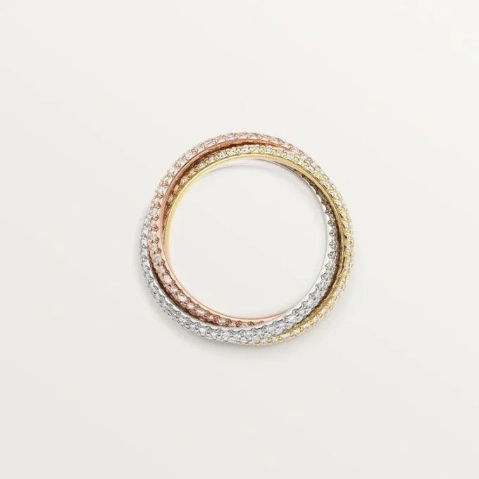 Anello Trinity, modello classico, pavé