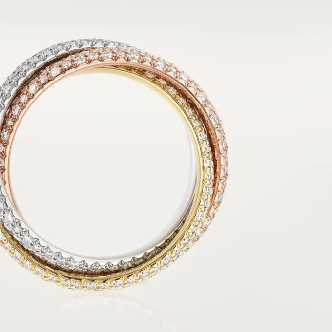 Anello Trinity, modello classico, pavé