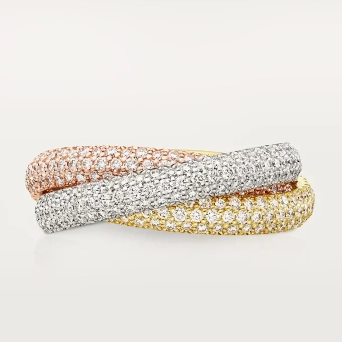Anello Trinity, modello classico, pavé