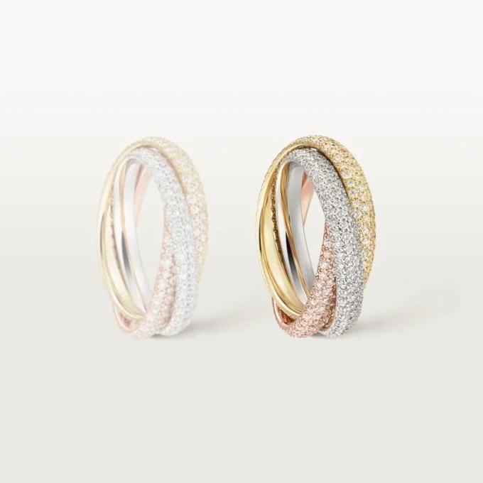 Anello Trinity, modello classico, pavé