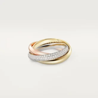 Anello Trinity, modello classico, semi-pavé