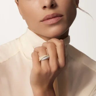Anello Trinity, modello grande, pavé