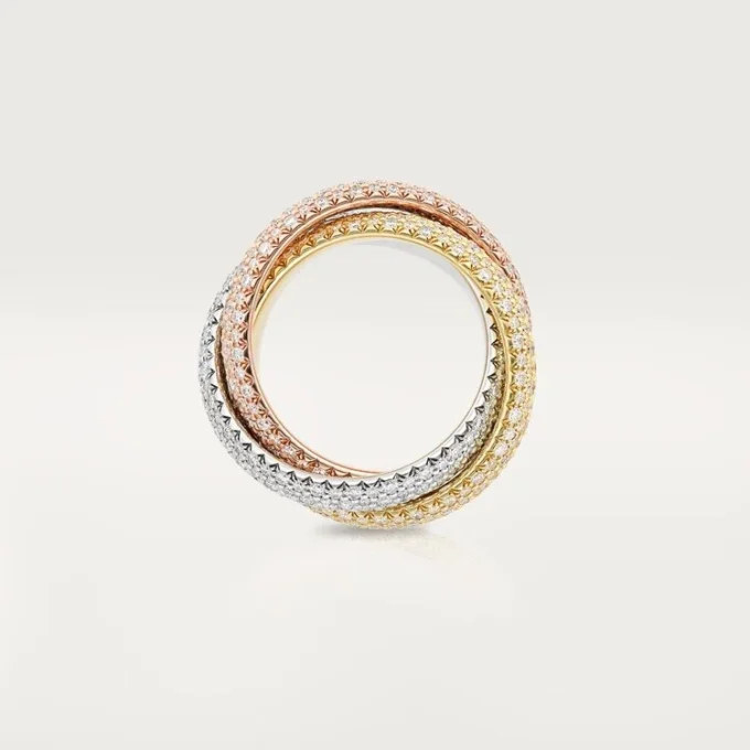 Anello Trinity, modello grande, pavé