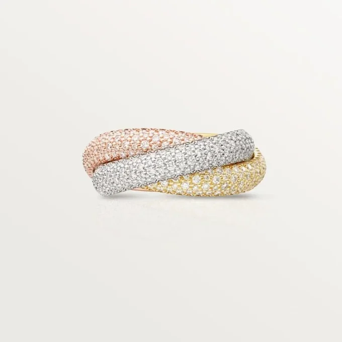 Anello Trinity, modello grande, pavé