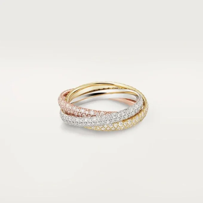 Anello Trinity, modello piccolo, pavé