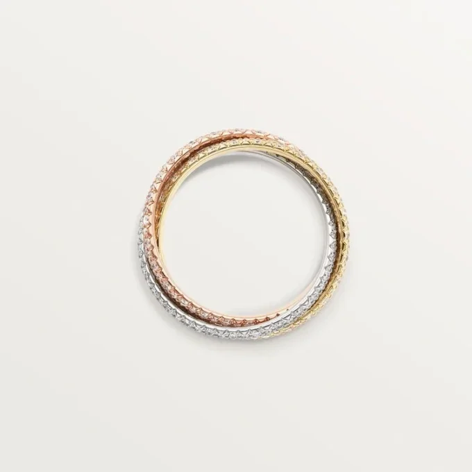 Anello Trinity, modello piccolo, pavé