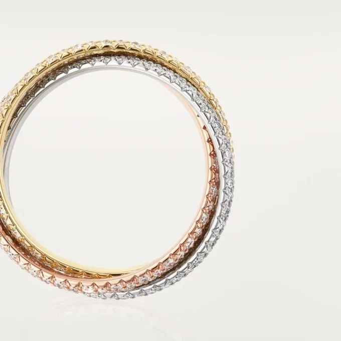Anello Trinity, modello piccolo, pavé