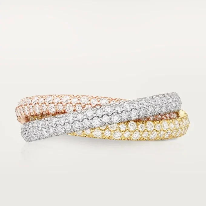 Anello Trinity, modello piccolo, pavé