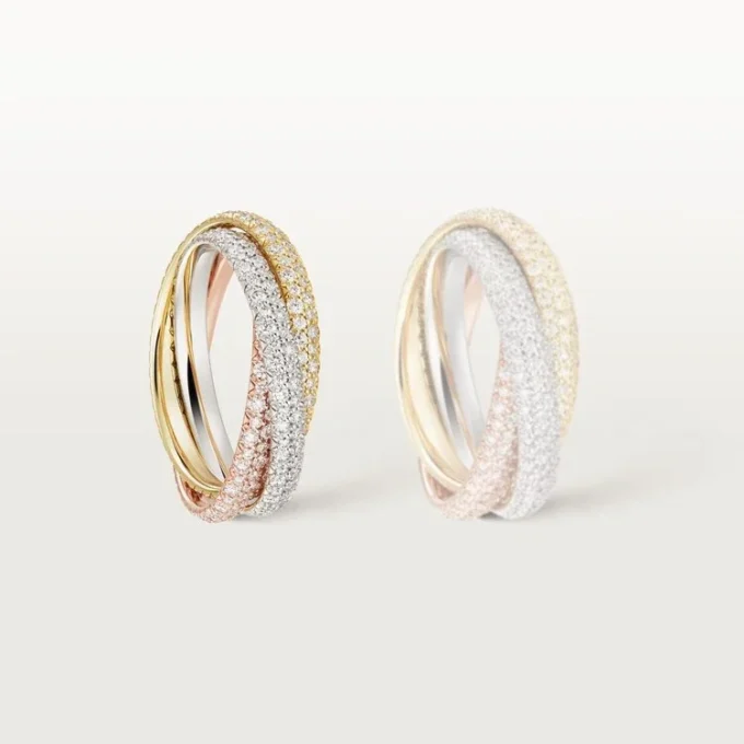 Anello Trinity, modello piccolo, pavé