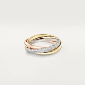 Anello Trinity, modello piccolo, semi-pavé