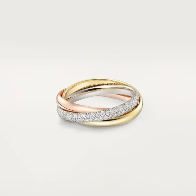 Anello Trinity, modello piccolo, semi-pavé