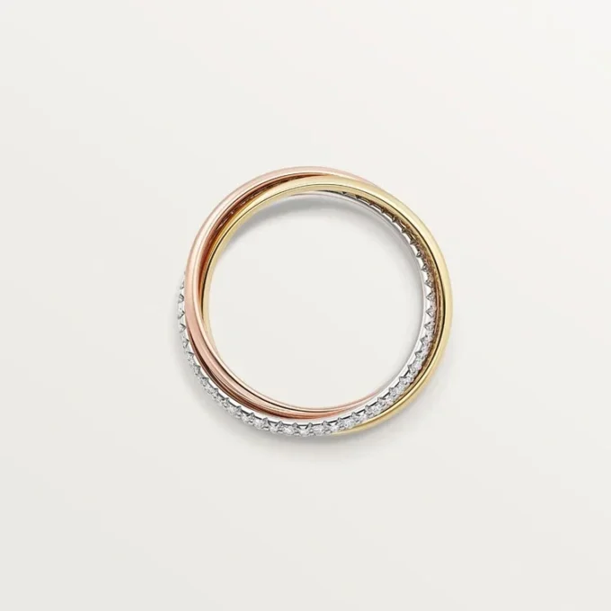 Anello Trinity, modello piccolo, semi-pavé