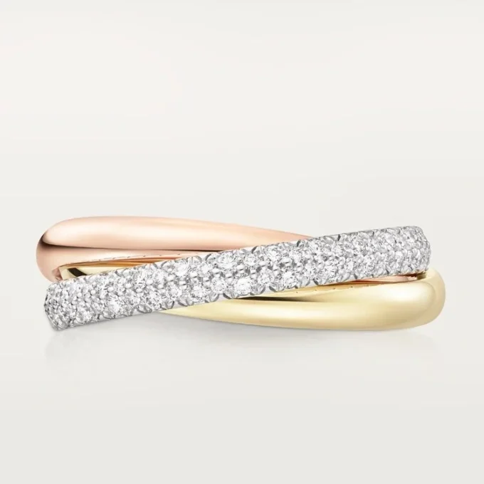 Anello Trinity, modello piccolo, semi-pavé