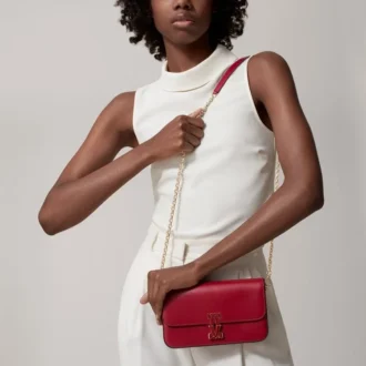 Borsa a catena mini, Double C de Cartier – Pelle di vitello rosso ciliegia, finitura in oro e smalto rosso ciliegia – Cartier