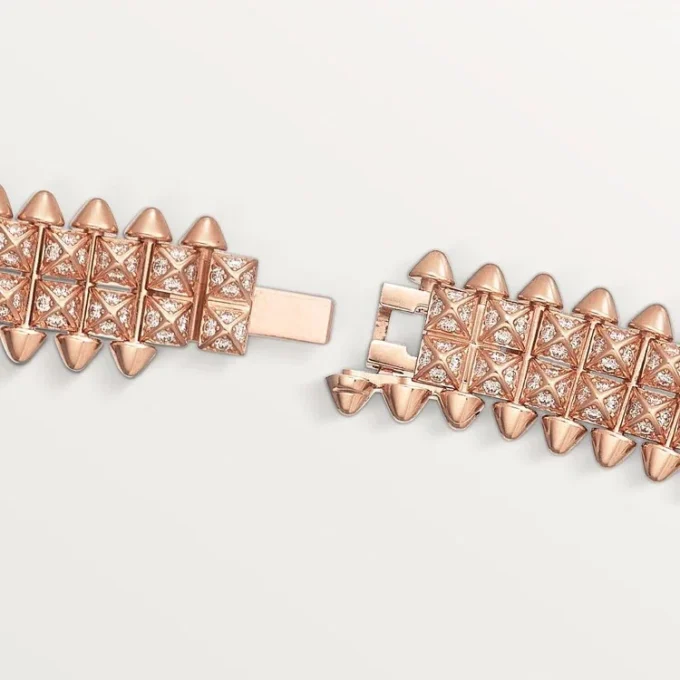 Bracciale Clash De Cartier, flessibile, a doppia fila, pavé