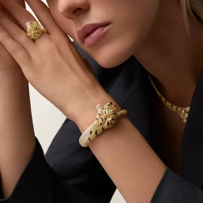 Bracciale Faune Et Flore De Cartier, diamanti gialli, arancioni e marroni, pavé