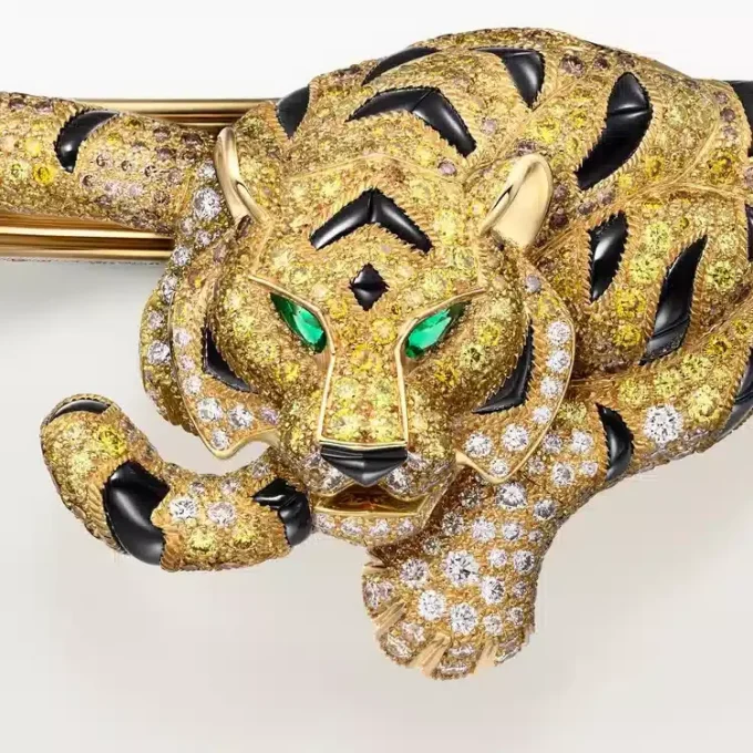 Bracciale Faune Et Flore De Cartier, diamanti gialli, arancioni e marroni, pavé