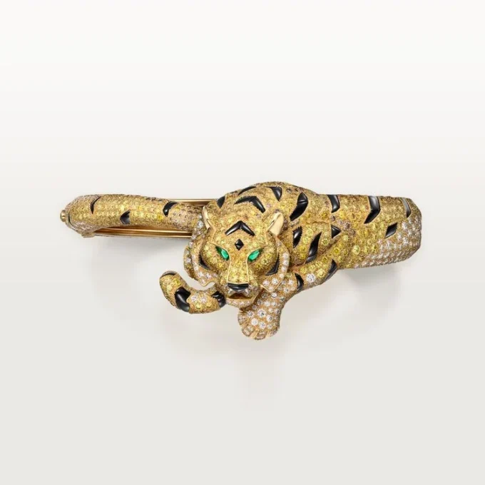 Bracciale Faune Et Flore De Cartier, diamanti gialli, arancioni e marroni, pavé