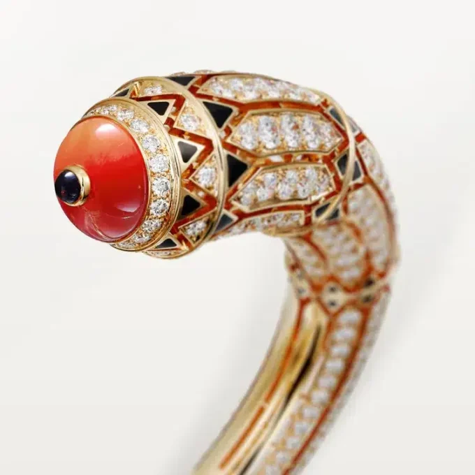 Bracciale Geometrie & Contrastes, corallo, pavé