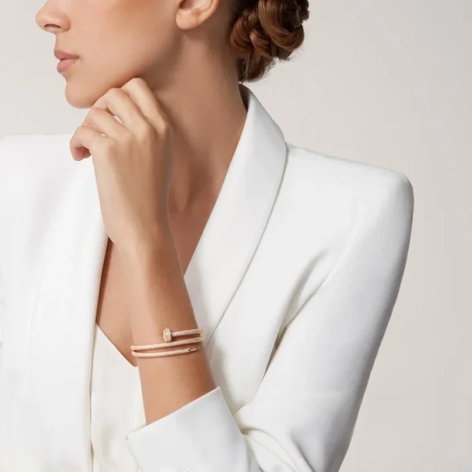 Bracciale Juste Un Clou, doppio, semi-pavé