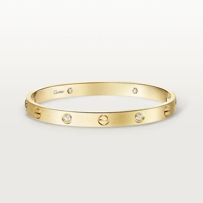 Bracciale Love, modello classico, satinato, 4 diamanti
