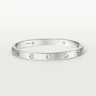 Bracciale Love, modello classico, satinato, 4 diamanti