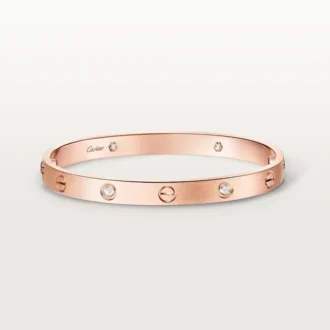 Bracciale Love, modello classico, satinato, 4 diamanti