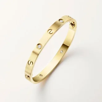 Bracciale Love, modello classico, satinato, 4 diamanti
