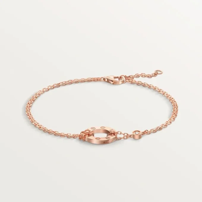 Bracciale Love, su catena, 2 diamanti