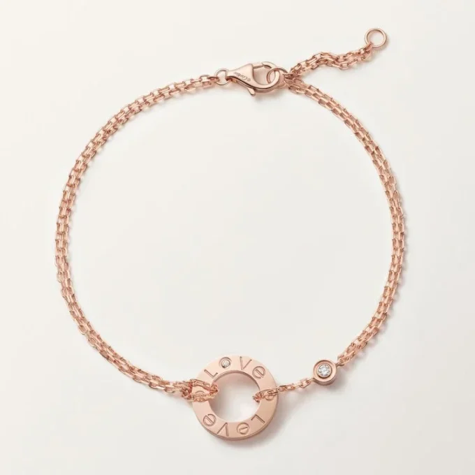 Bracciale Love, su catena, 2 diamanti