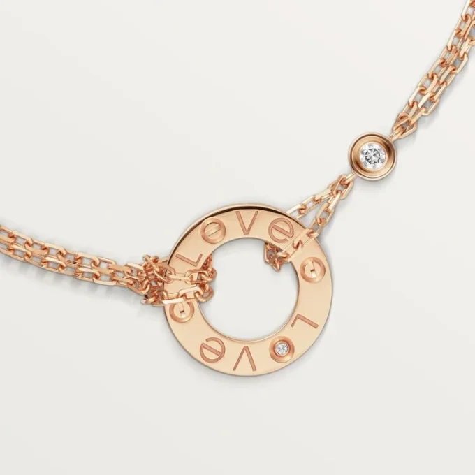 Bracciale Love, su catena, 2 diamanti