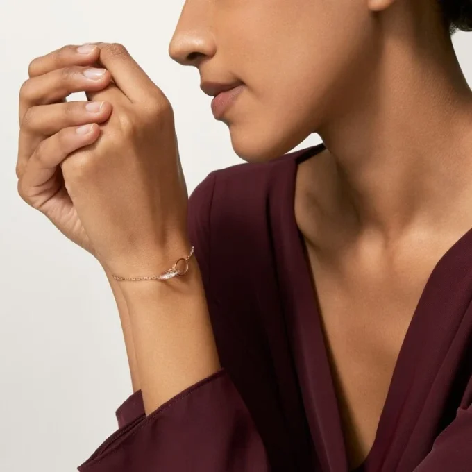 Bracciale Love, su catena, semi-pavé