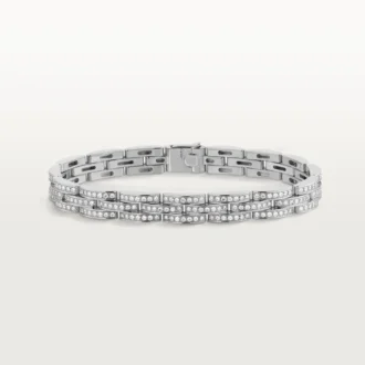 Bracciale Maillon Panthere, a tripla fila, con pavé