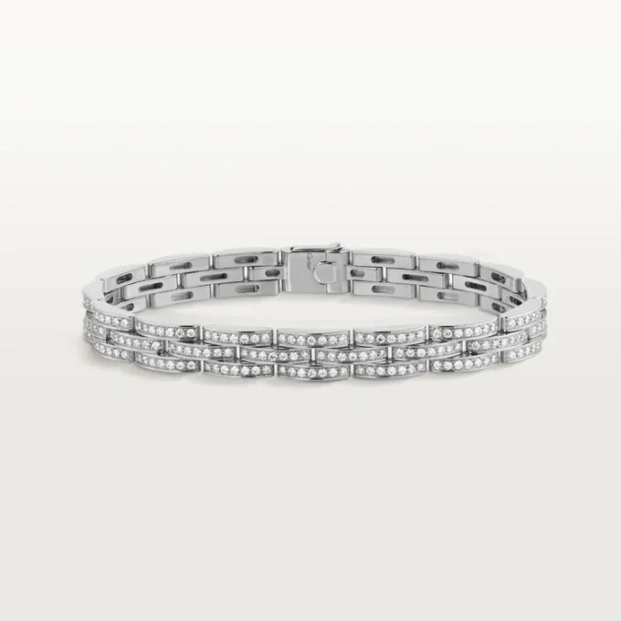 Bracciale Maillon Panthere, a tripla fila, con pavé