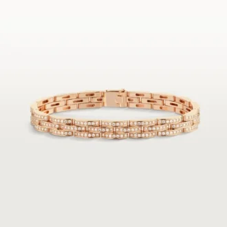 Bracciale Maillon Panthere, a tripla fila, con pavé