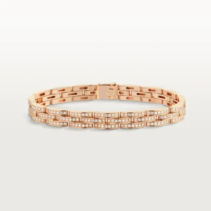 Bracciale Maillon Panthere, a tripla fila, con pavé