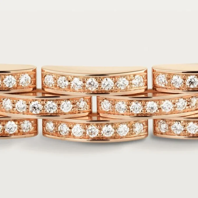 Bracciale Maillon Panthere, a tripla fila, con pavé