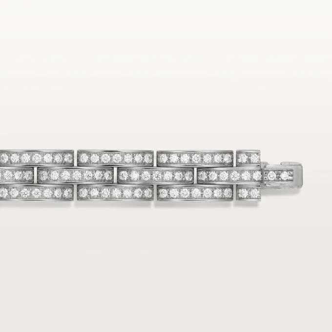 Bracciale Maillon Panthere, a tripla fila, con pavé