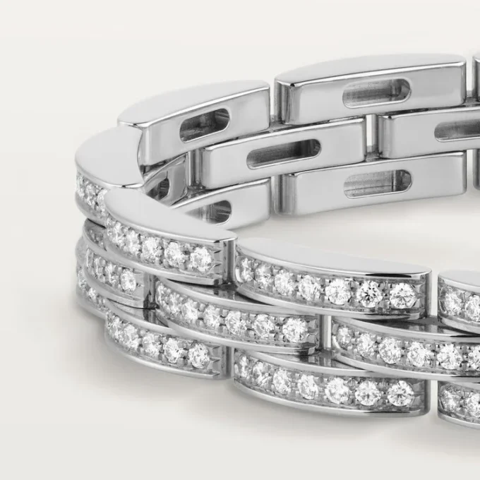 Bracciale Maillon Panthere, a tripla fila, con pavé