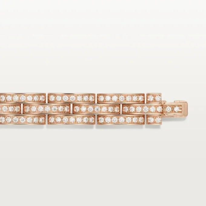 Bracciale Maillon Panthere, a tripla fila, con pavé