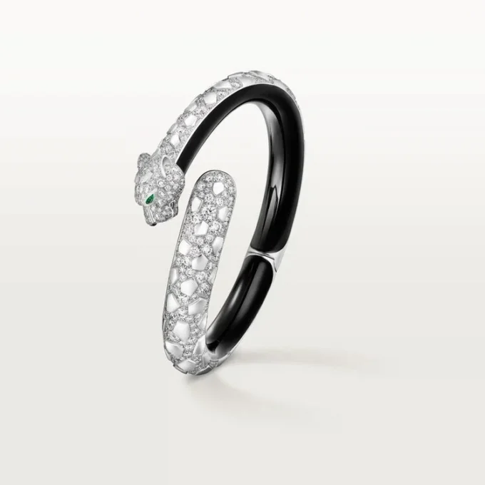 Bracciale Panthere De Cartier, laccato nero, pavé