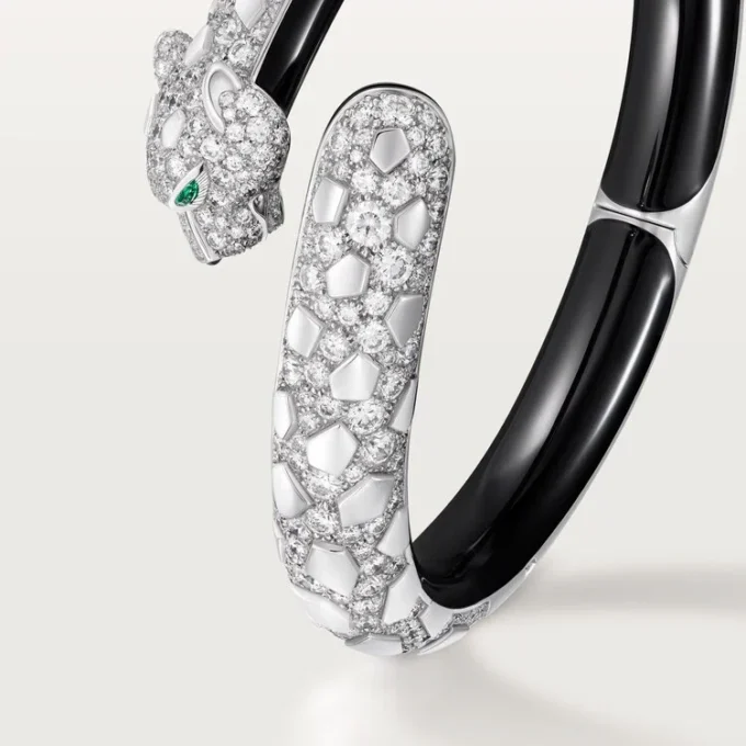 Bracciale Panthere De Cartier, laccato nero, pavé