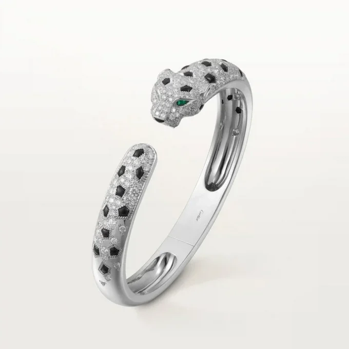 Bracciale Panthere De Cartier, modello medio, semi-pavé